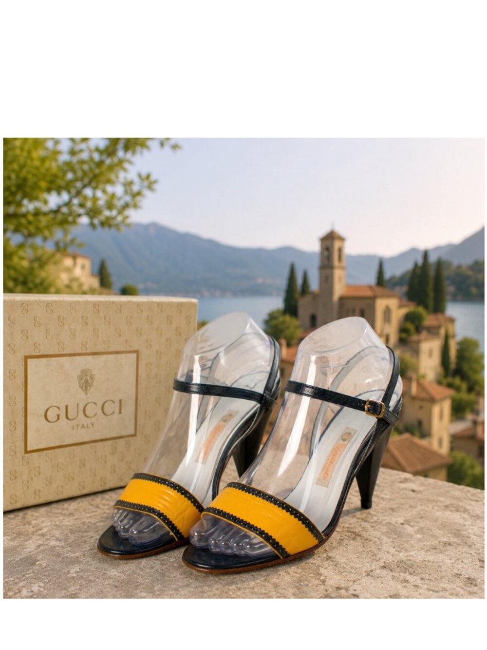 Vintage Gucci S.P.A. Leather Cone Heel Sandals Size 36B Italy Authenticated - Picture 1 of 13